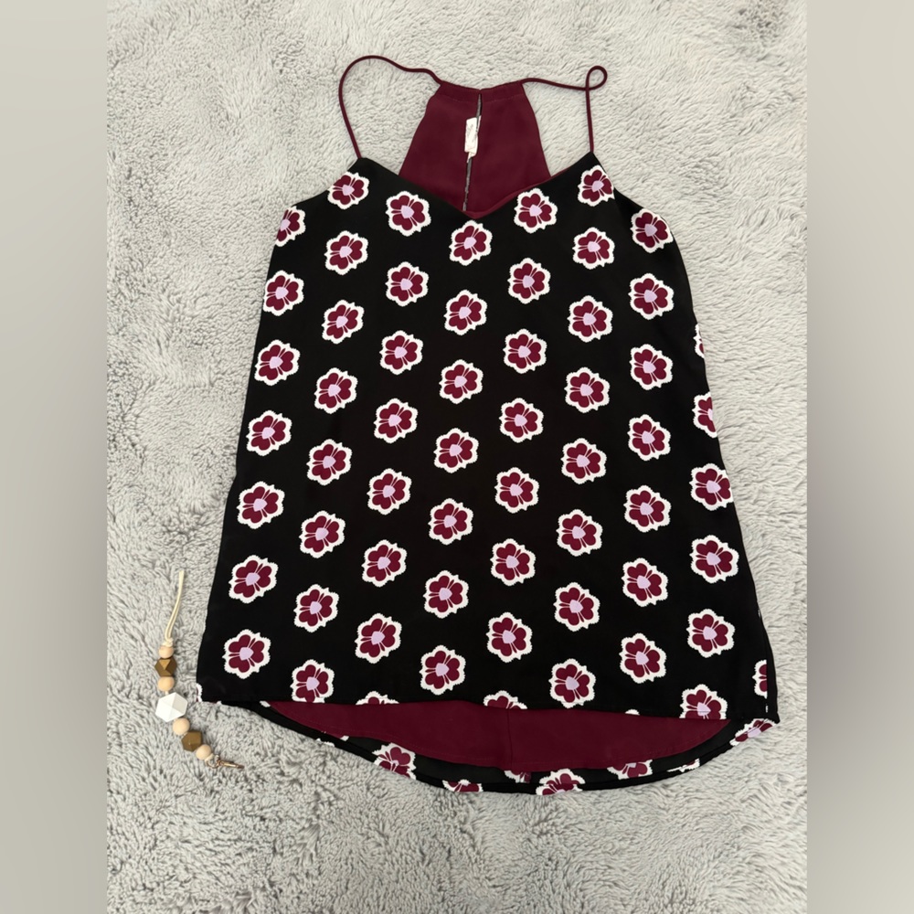 Express Black and Burgundy Floral Spaghetti Strap Tank size XS